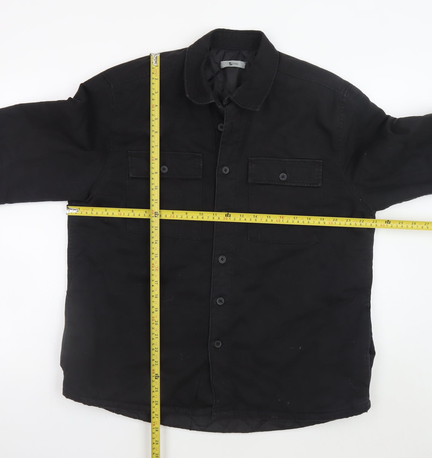 Tu Men's Black L Cotton Lined Casual Button Jacket