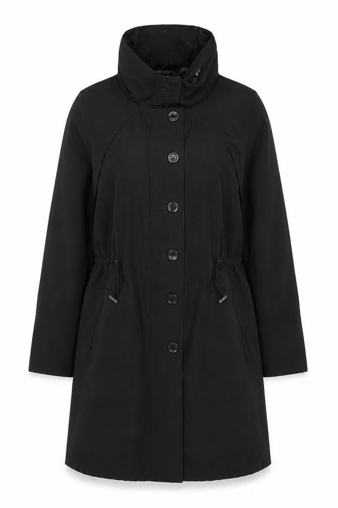 Front view of Marks & Spencer Women's Black Long Trench Coat UK 12