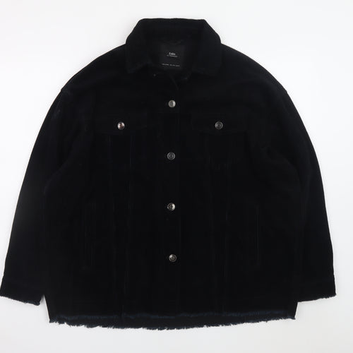 Zara Men's Black Corduroy Basic Jacket L Casual Cotton Outerwear