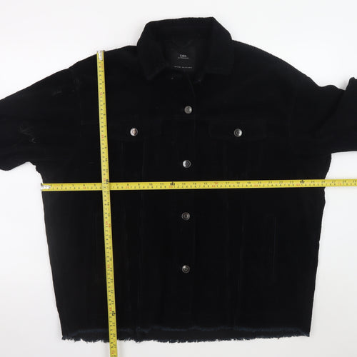 Zara Men's Black Corduroy Basic Jacket L Casual Cotton Outerwear