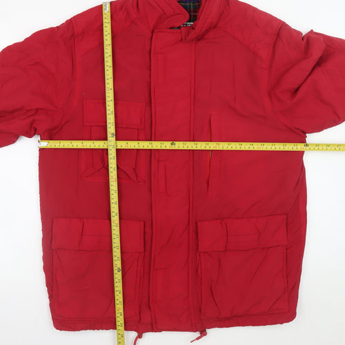 GAP Men's Red XS Nylon Parka Jacket with Pockets and Lined Interior