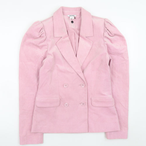 Monki Women Pink Corduroy Blazer Size 8 Double Breasted Jacket
