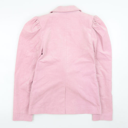 Monki Women Pink Corduroy Blazer Size 8 Double Breasted Jacket