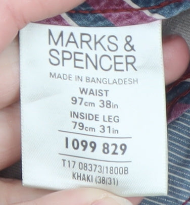 Marks and Spencer Men's Brown Corduroy Chino Trousers 38W 31L