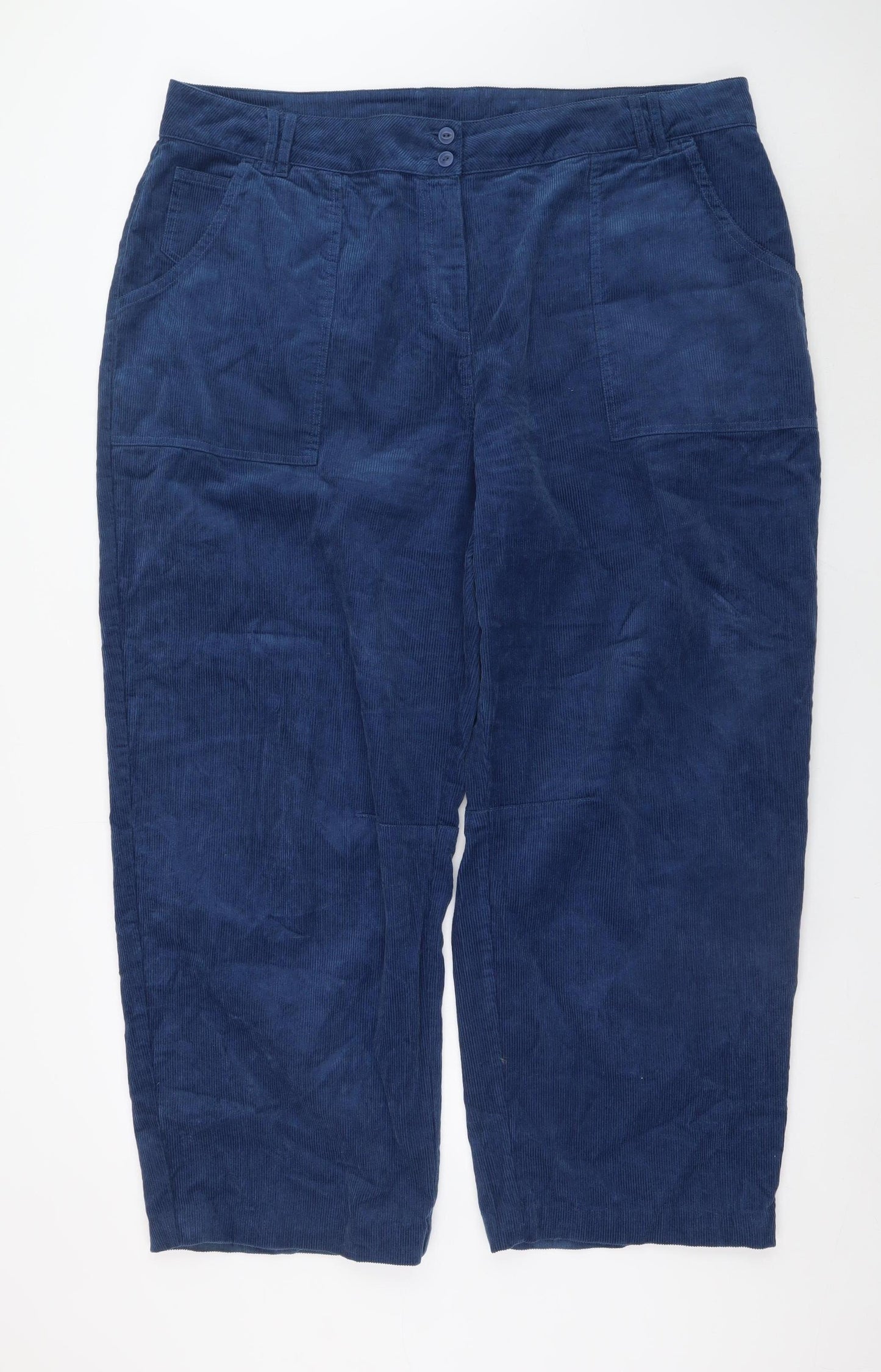 Poetry Womens Blue Corduroy Chino Trousers Size 22 Relaxed Fit
