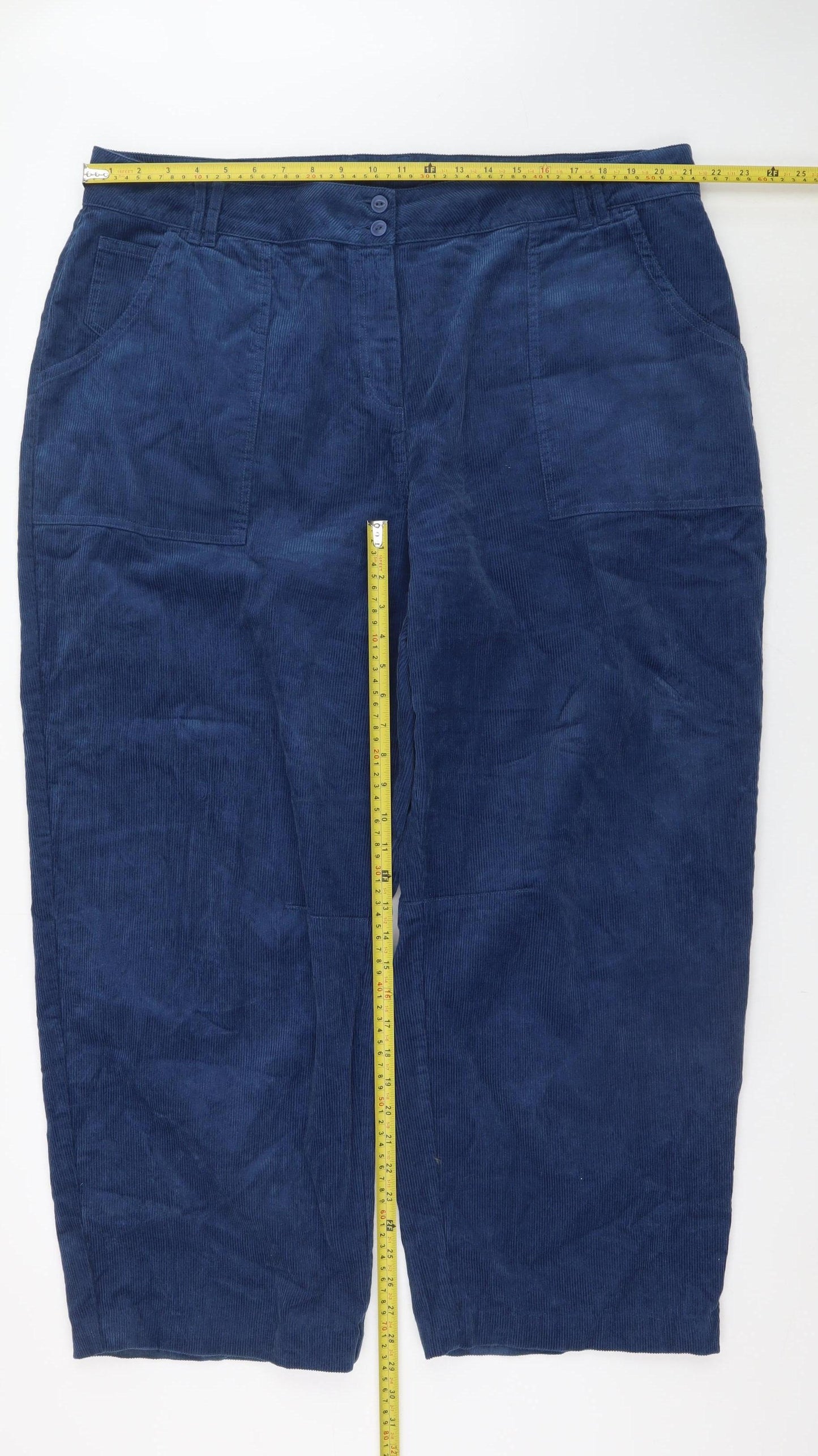 Poetry Womens Blue Corduroy Chino Trousers Size 22 Relaxed Fit