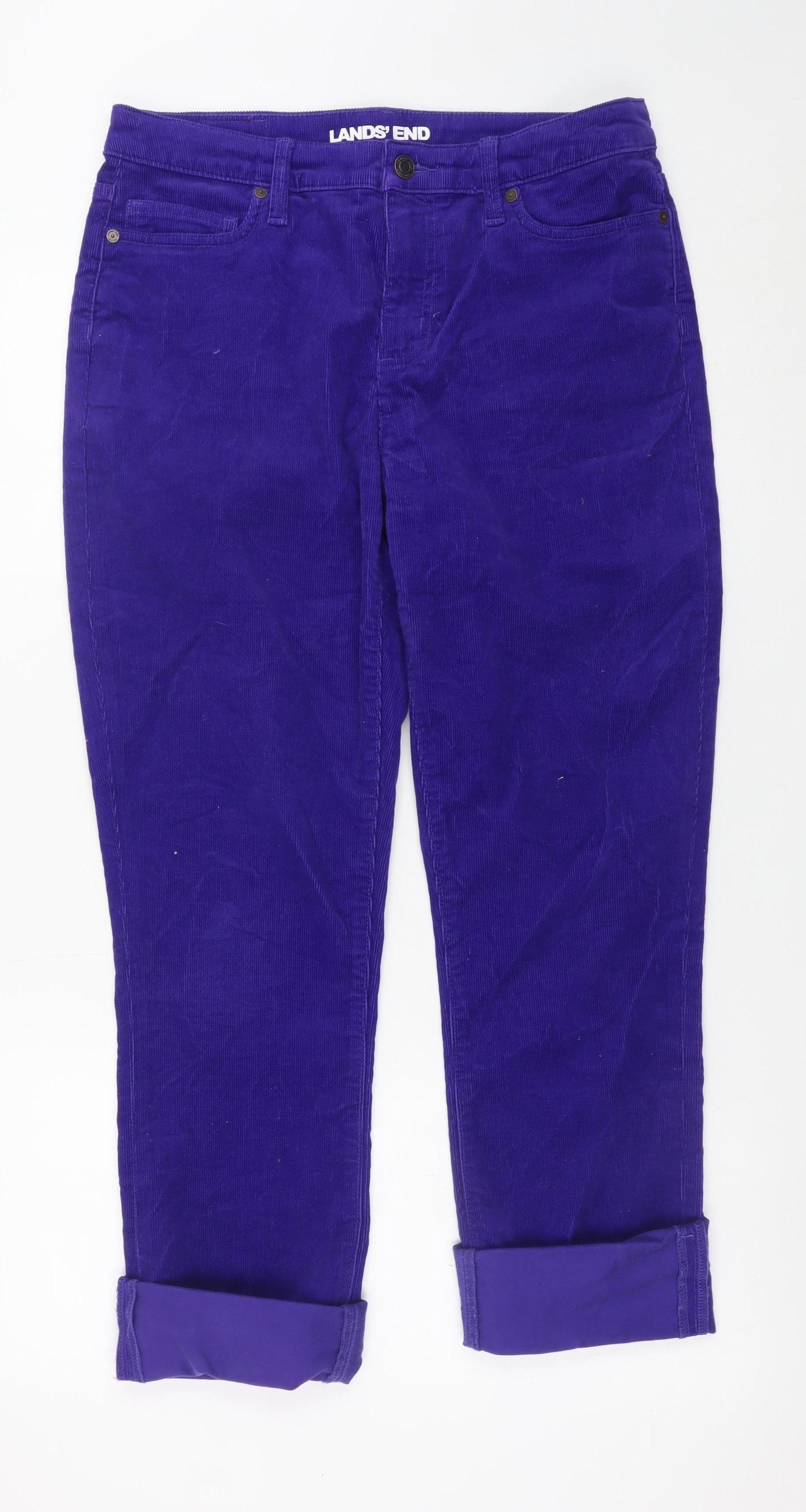 Lands' End Women's Purple Corduroy Chino Trousers UK 12
