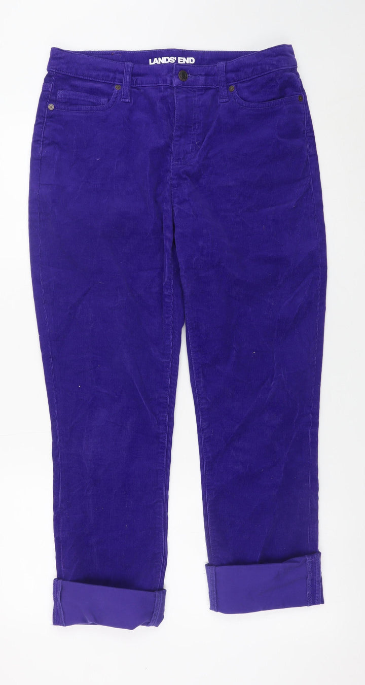 Lands' End Women's Purple Corduroy Chino Trousers UK 12