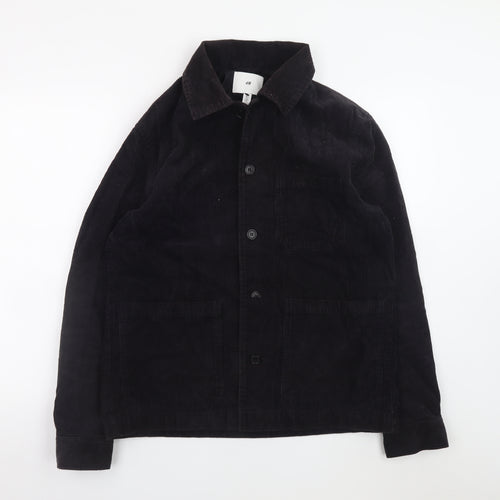H&M Men's Black Corduroy Basic Jacket Size M Cotton Casual