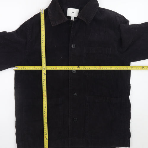 H&M Men's Black Corduroy Basic Jacket Size M Cotton Casual