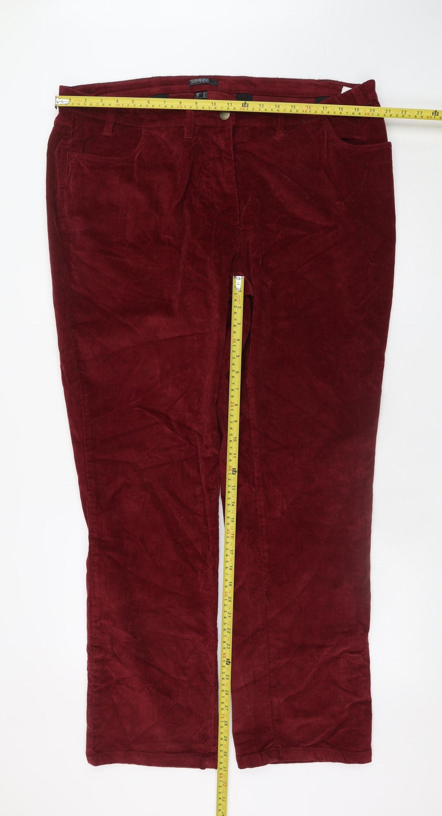 Bonprix Collection Women’s Red Corduroy Straight Trousers Size 24