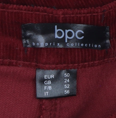 Bonprix Collection Women’s Red Corduroy Straight Trousers Size 24