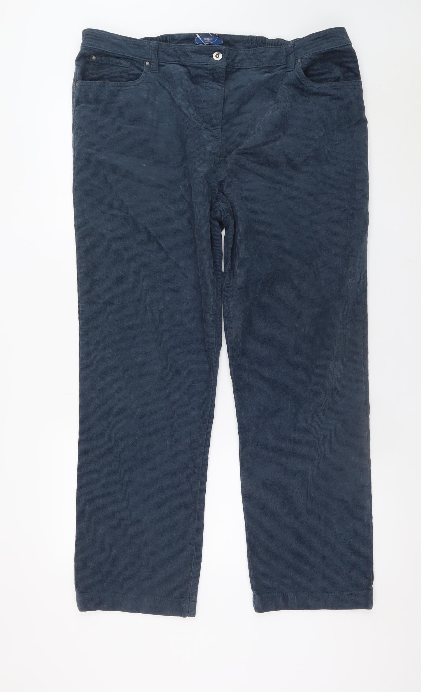Cotton Traders Men's Blue Corduroy Trousers Size 18 Regular Fit