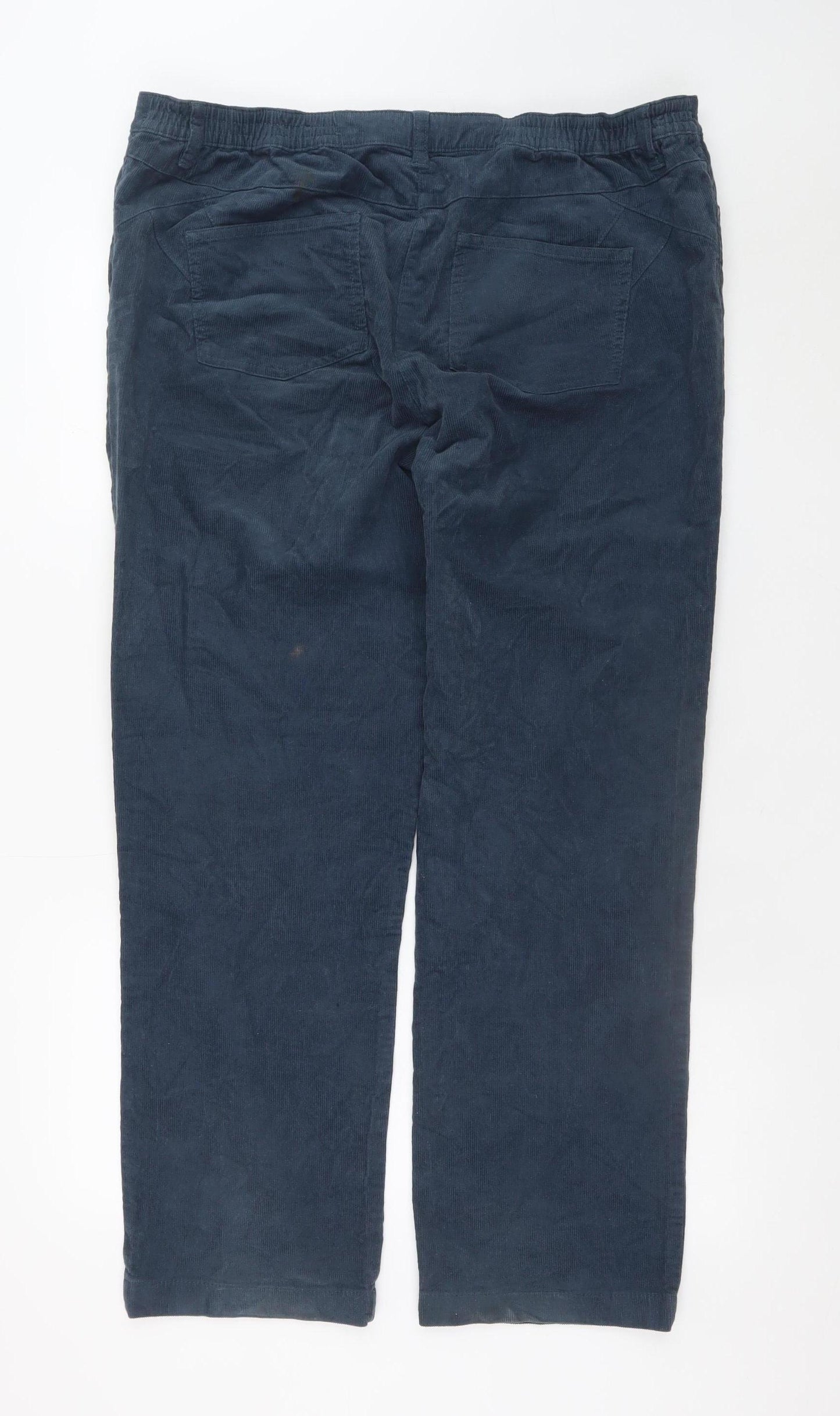 Cotton Traders Men's Blue Corduroy Trousers Size 18 Regular Fit