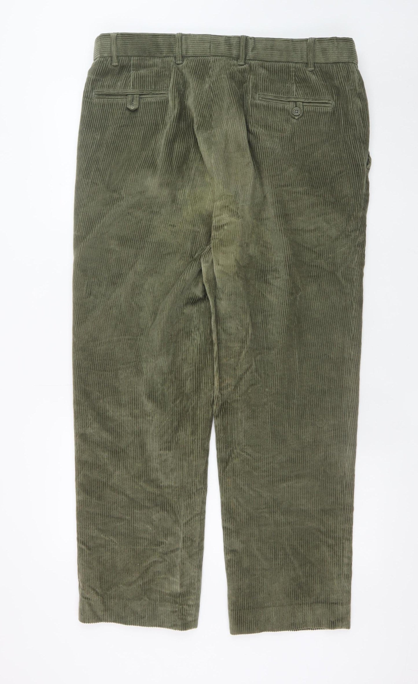 Peter Christian Men's Green Corduroy Chino Trousers W38 L30 Cotton