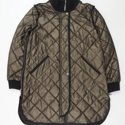 Nuage Womens Brown Quilted Long Coat Size M Winter Padded Jacket
