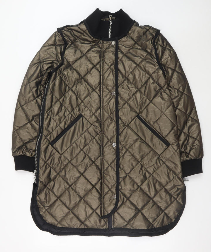 Nuage Womens Brown Quilted Long Coat Size M Winter Padded Jacket