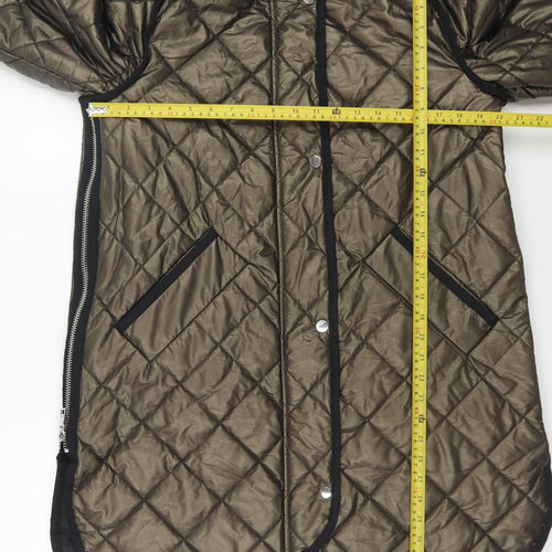 Nuage Womens Brown Quilted Long Coat Size M Winter Padded Jacket
