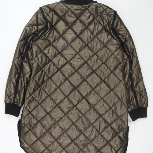 Nuage Womens Brown Quilted Long Coat Size M Winter Padded Jacket