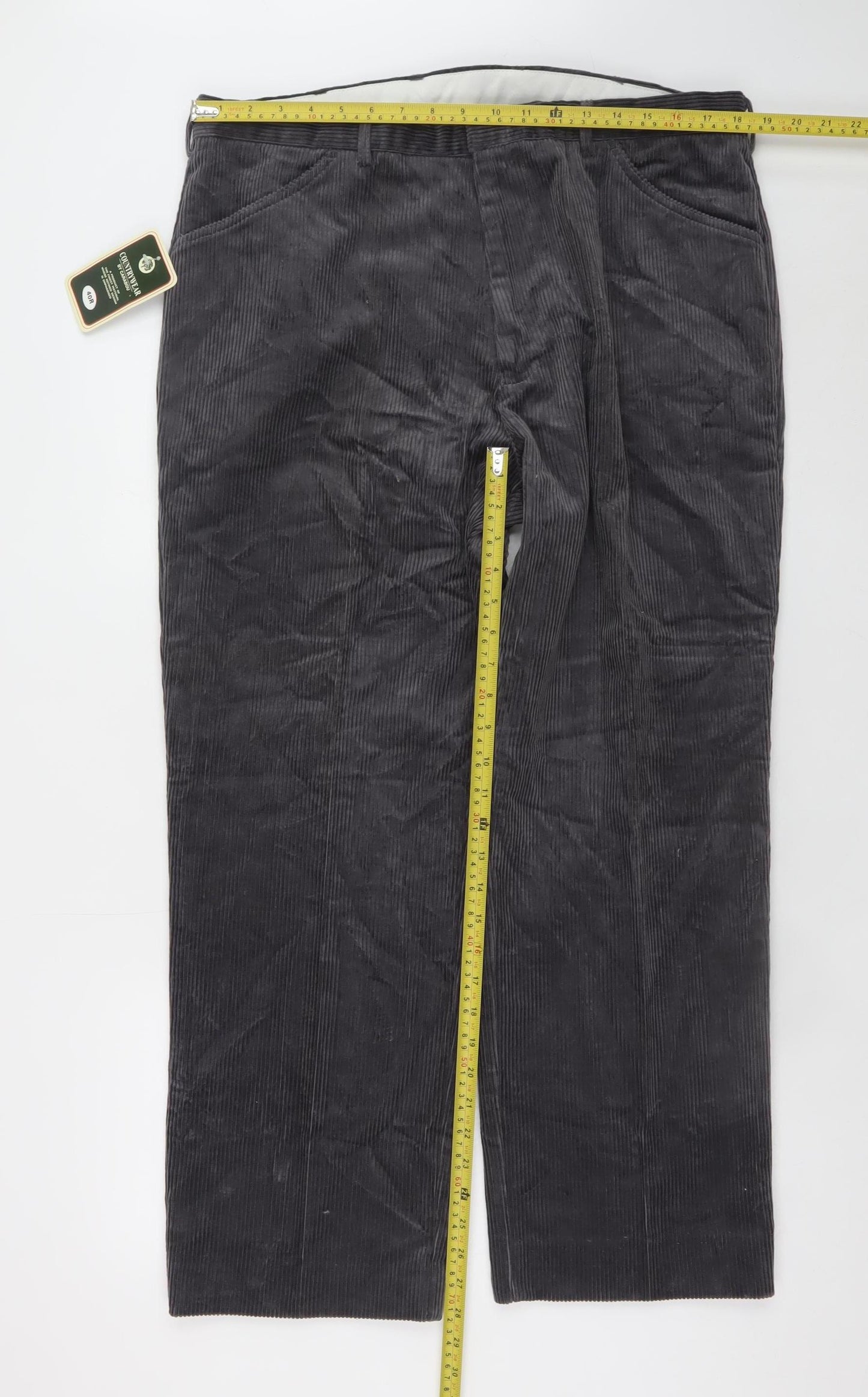 Countrywear by Carabou Men's Grey Corduroy Trousers 40R Regular Fit