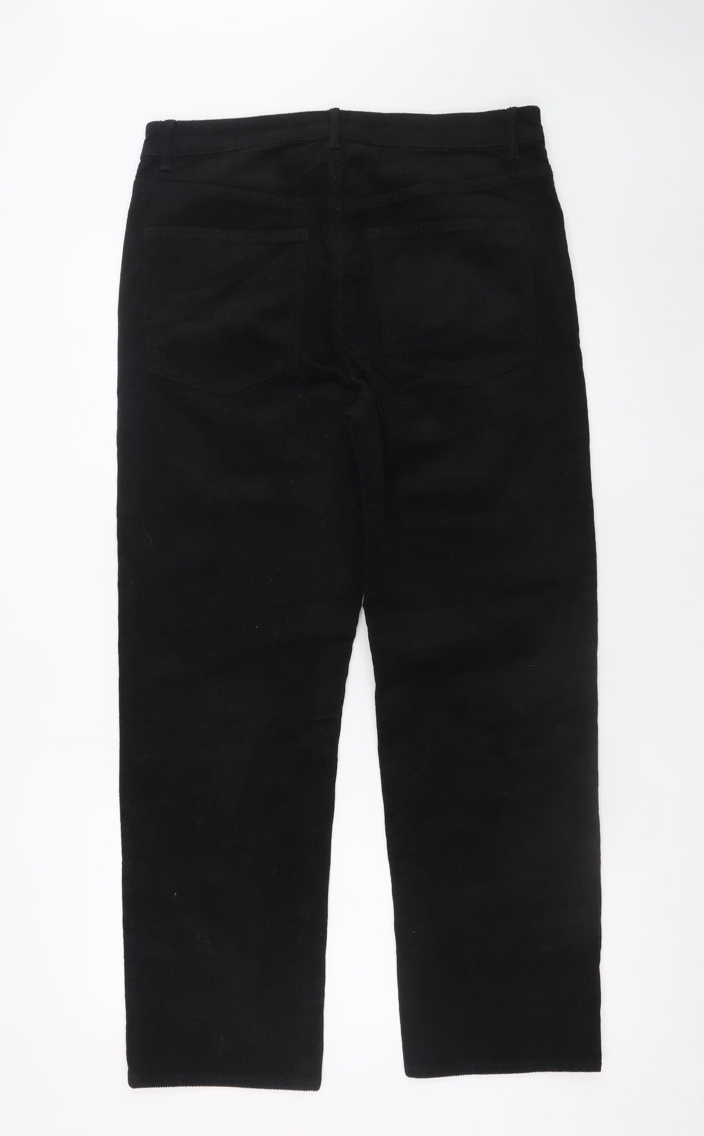 H&M Women’s Black Corduroy Straight Trousers Size 16