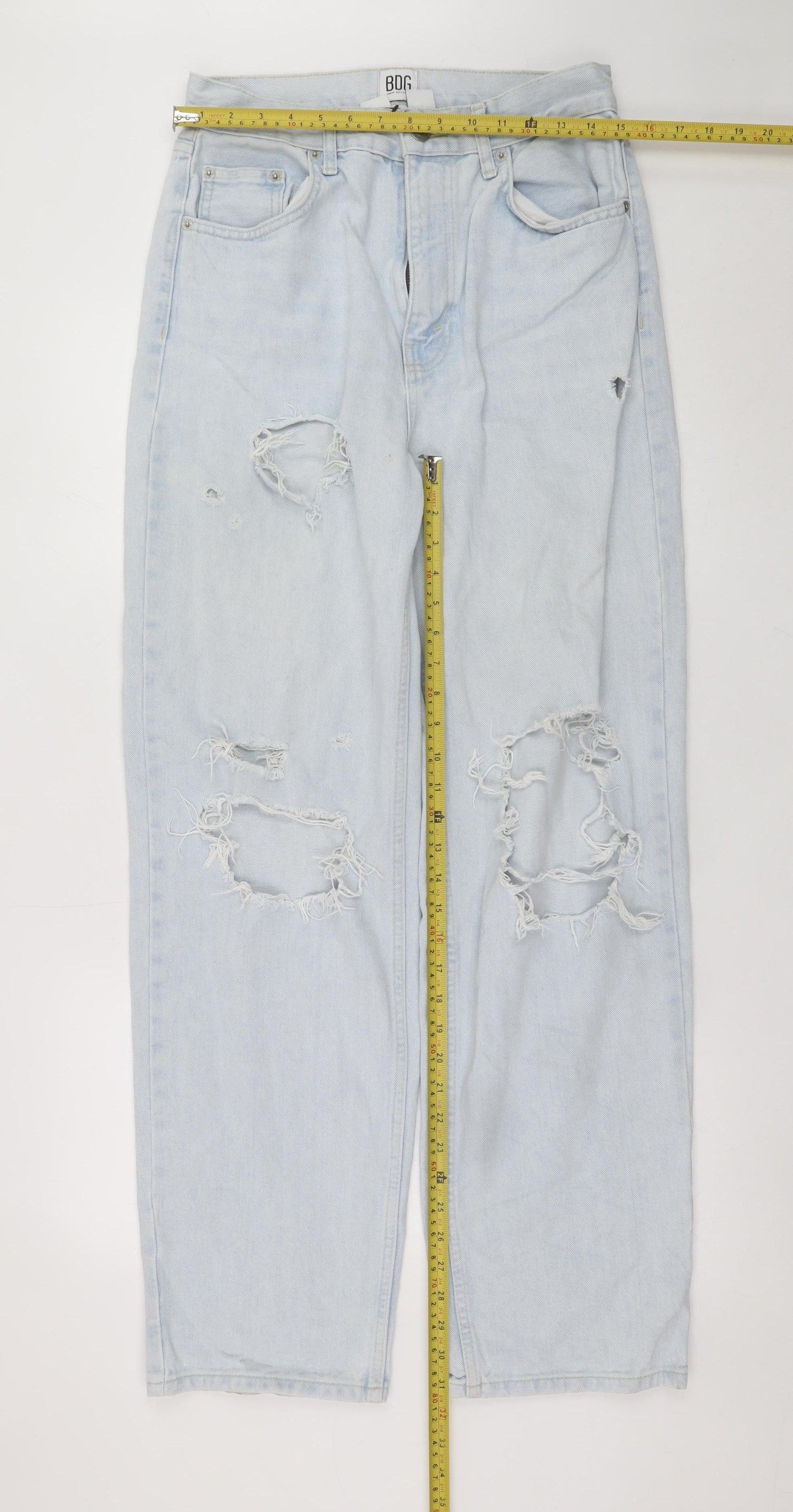 BDG Urban Outfitters Women’s Blue High Rise Baggy Distressed Jeans Size 12