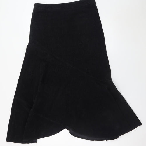 Laura Ashley Women's Black Cotton Corduroy Midi Trumpet Skirt UK 10