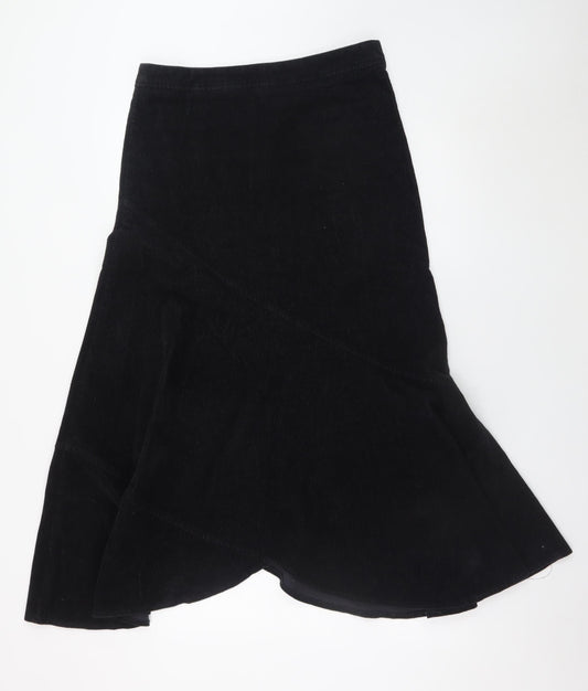 Laura Ashley Women's Black Cotton Corduroy Midi Trumpet Skirt UK 10