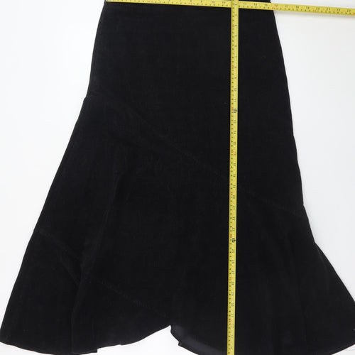 Laura Ashley Women's Black Cotton Corduroy Midi Trumpet Skirt UK 10