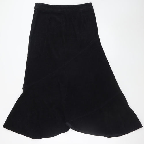 Laura Ashley Women's Black Cotton Corduroy Midi Trumpet Skirt UK 10