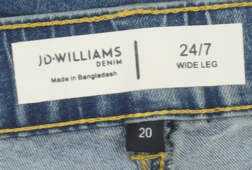 JD Williams Womens Blue Size 20 Wide-Leg Stretch Denim Jeans