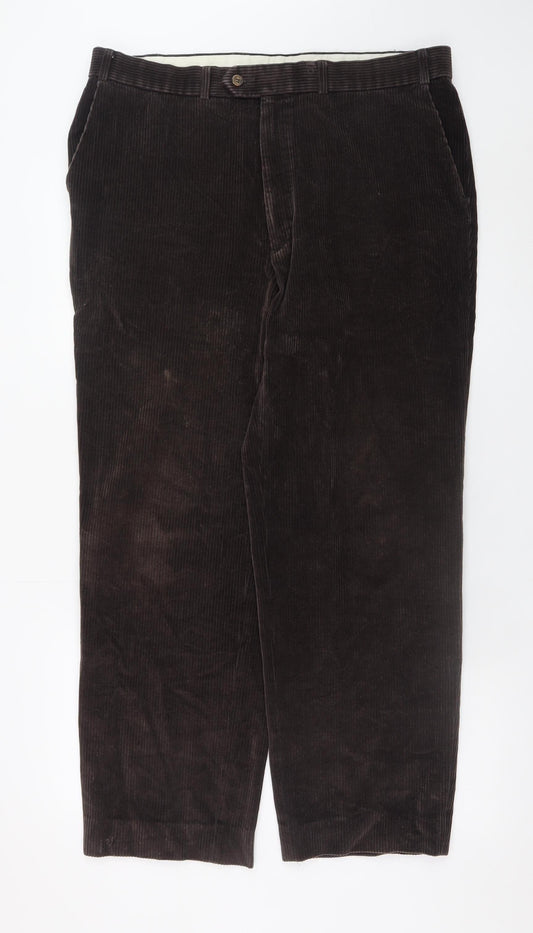 Marks and Spencer Men's Brown Corduroy Trousers 38W 33L Classic Fit