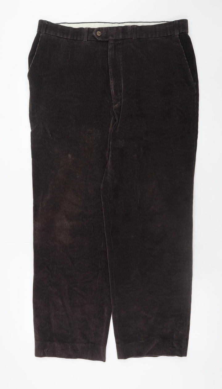 Marks and Spencer Men's Brown Corduroy Trousers 38W 33L Classic Fit