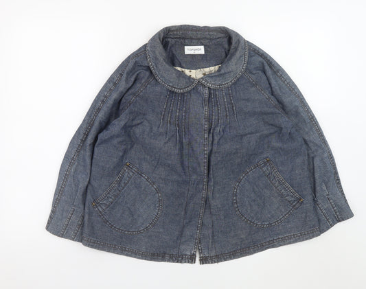Topshop Women's Blue Denim Basic Jacket Size 12 Cotton Mid-Length