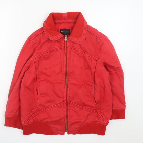 MNG Women’s Red Bomber Jacket Size 14 Lined Casual Zip Front