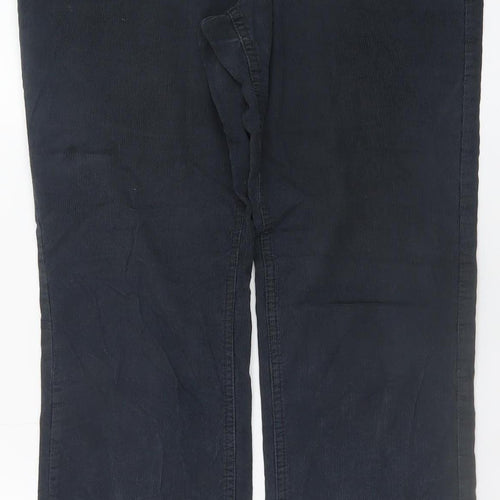BHS Women Black Corduroy Chino Trousers Size 10 Regular Fit
