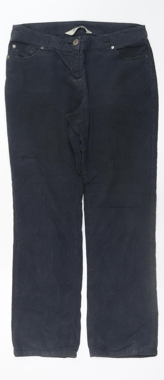 BHS Women Black Corduroy Chino Trousers Size 10 Regular Fit