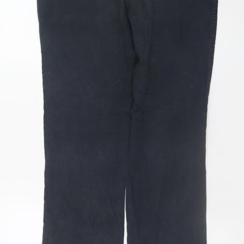 BHS Women Black Corduroy Chino Trousers Size 10 Regular Fit