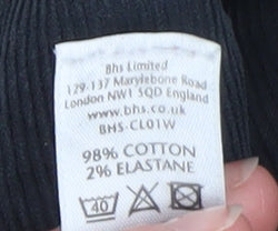 BHS Women Black Corduroy Chino Trousers Size 10 Regular Fit