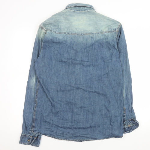 Jack & Jones Vintage Co. Men's Blue Denim Long Sleeve Button-Up Shirt L