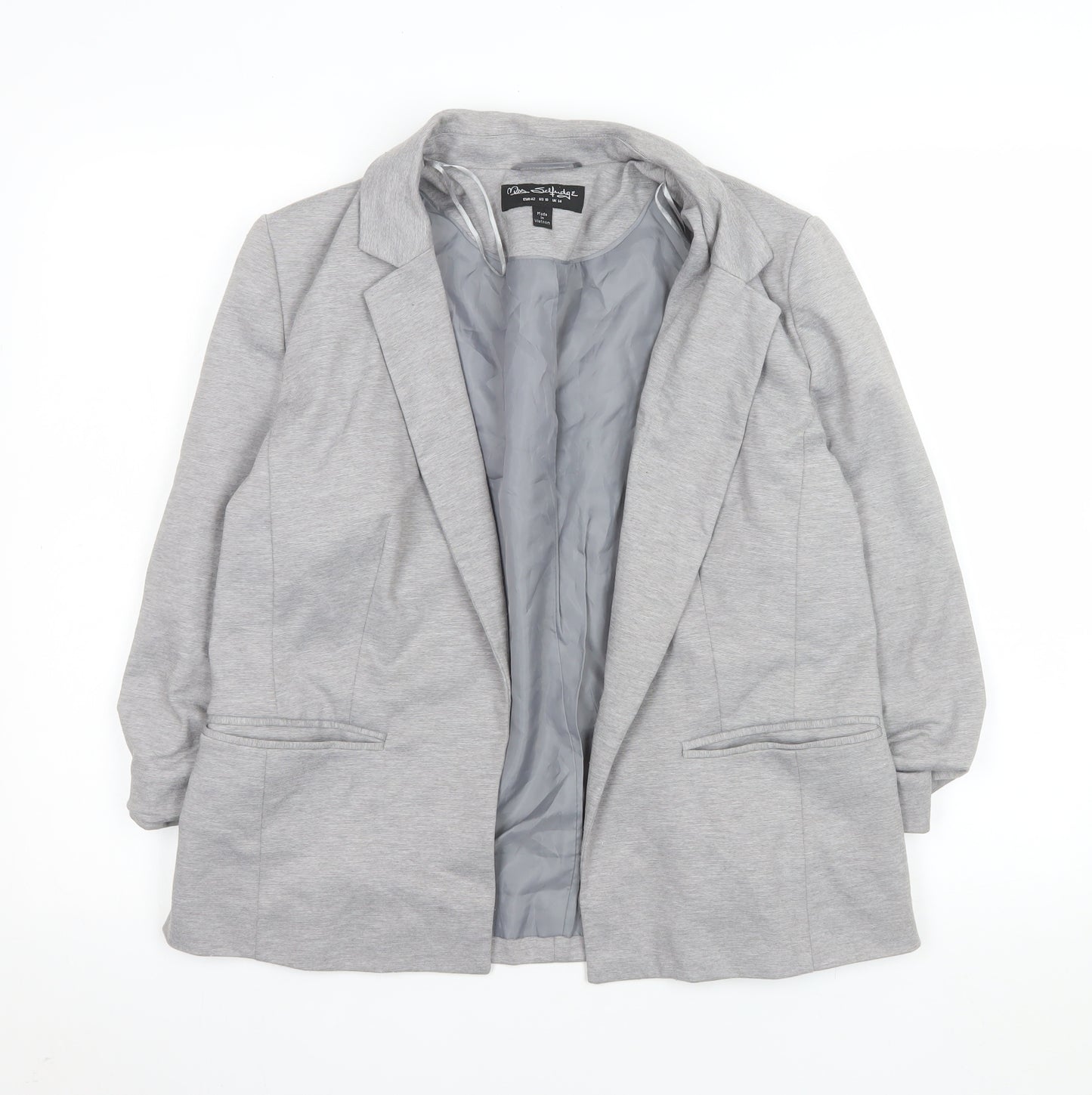 Miss Selfridge Women's Grey Blazer Jacket UK 14 Regular Fit Woven Lined