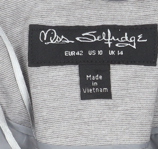 Miss Selfridge Women's Grey Blazer Jacket UK 14 Regular Fit Woven Lined
