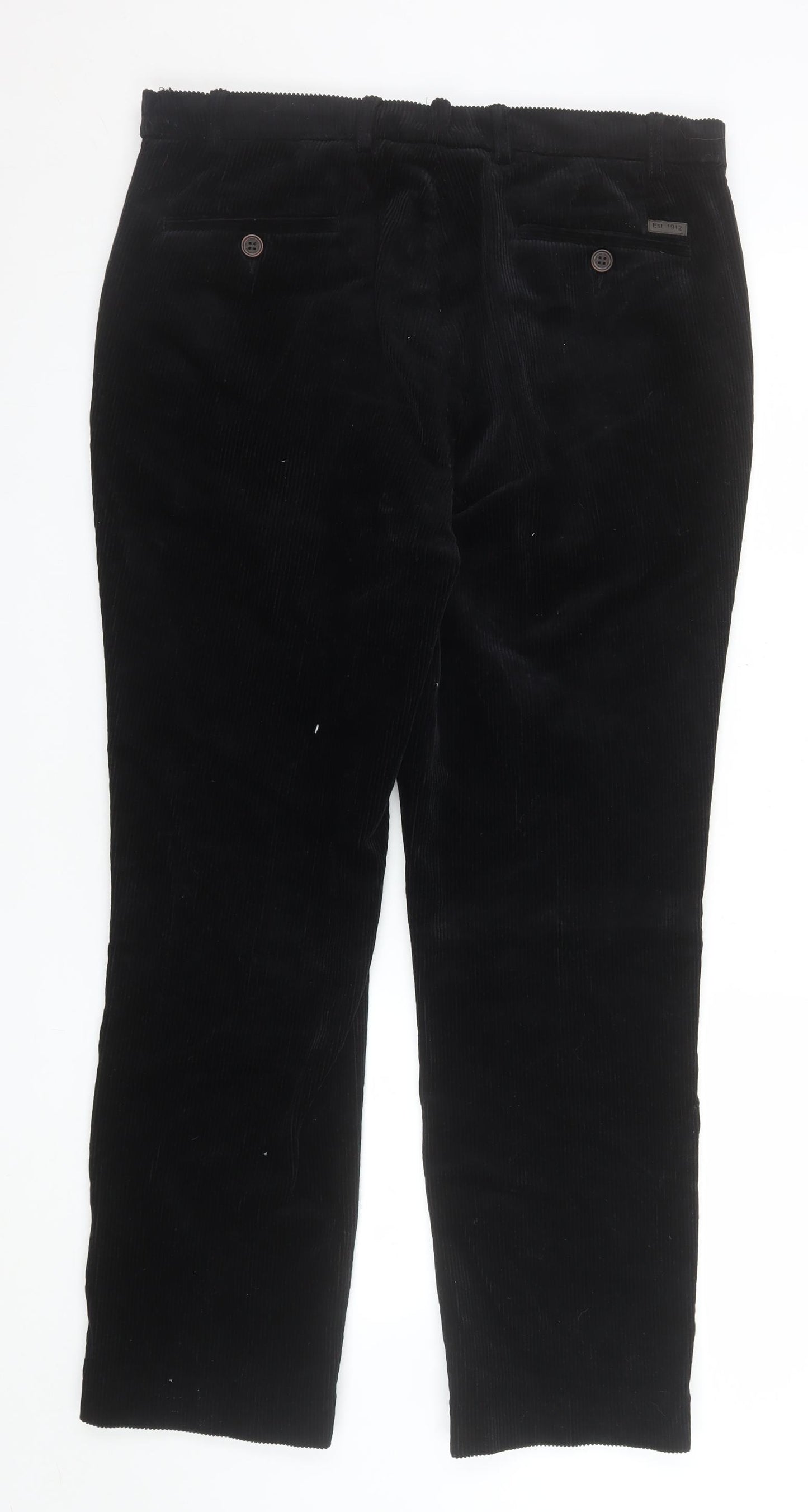 Brook Taverner Men's Black Corduroy Trousers 36W Regular Fit