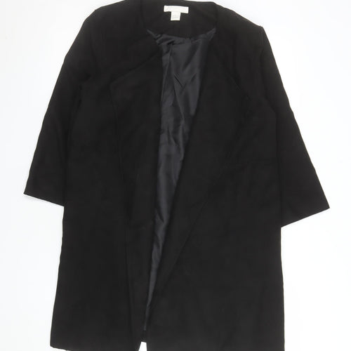 H&M Womens Black Suede Mid-Length Overcoat Size 10