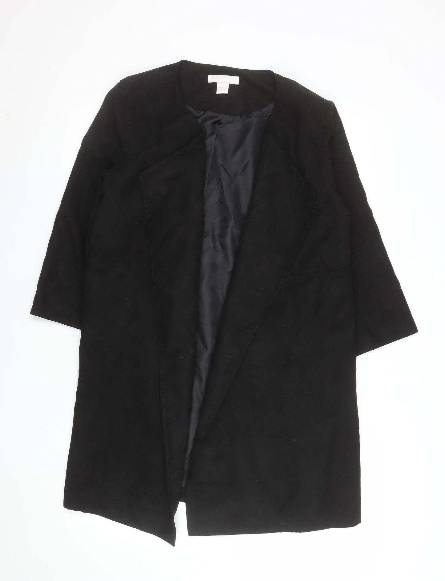 H&M Womens Black Suede Mid-Length Overcoat Size 10