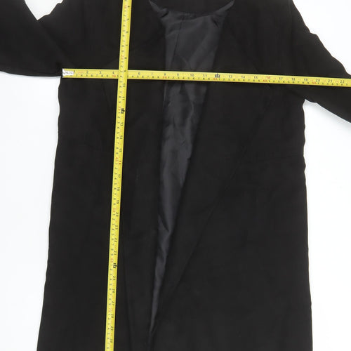 H&M Womens Black Suede Mid-Length Overcoat Size 10