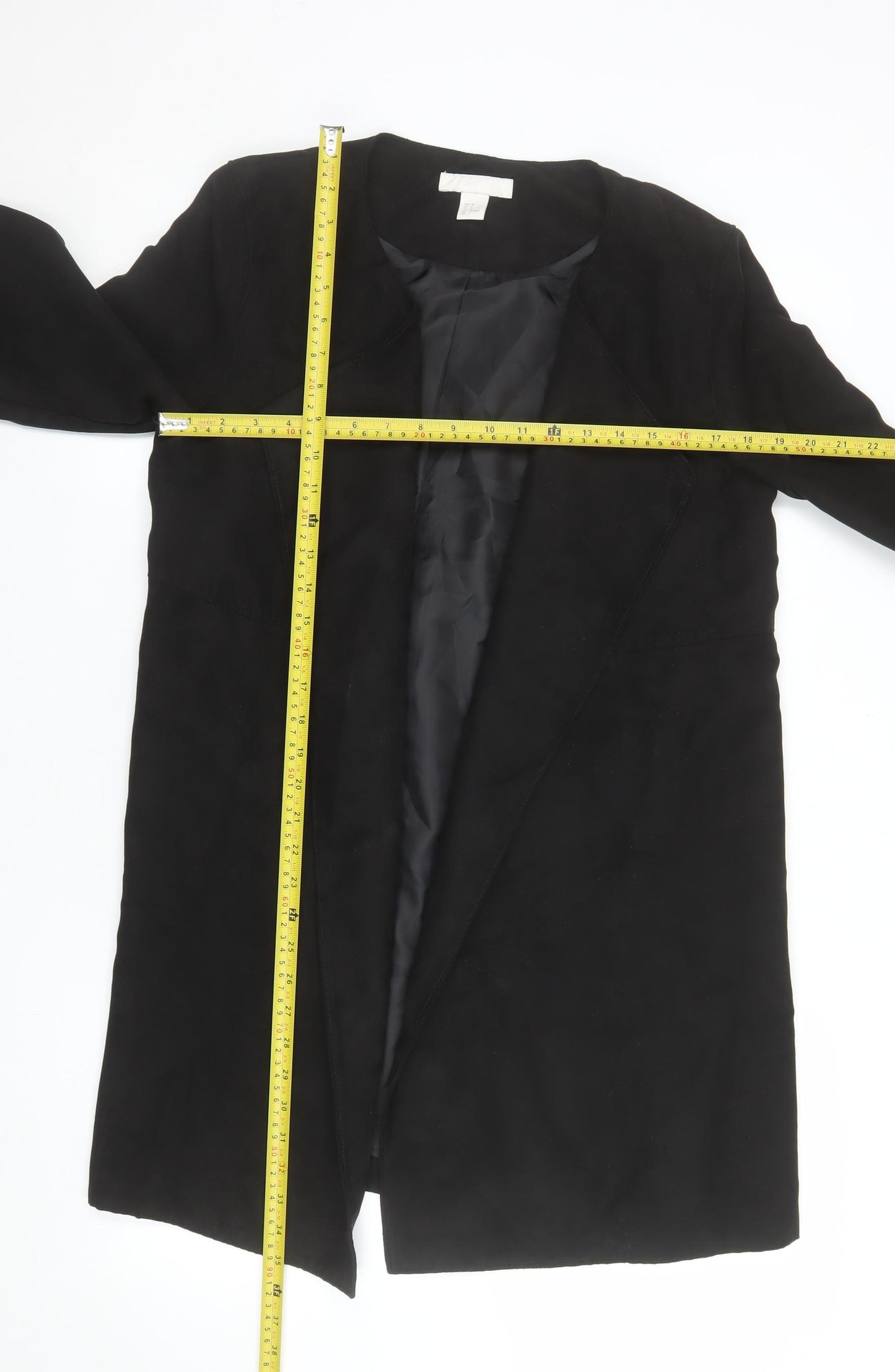 H&M Womens Black Suede Mid-Length Overcoat Size 10