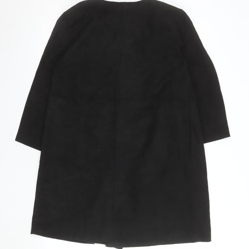 H&M Womens Black Suede Mid-Length Overcoat Size 10