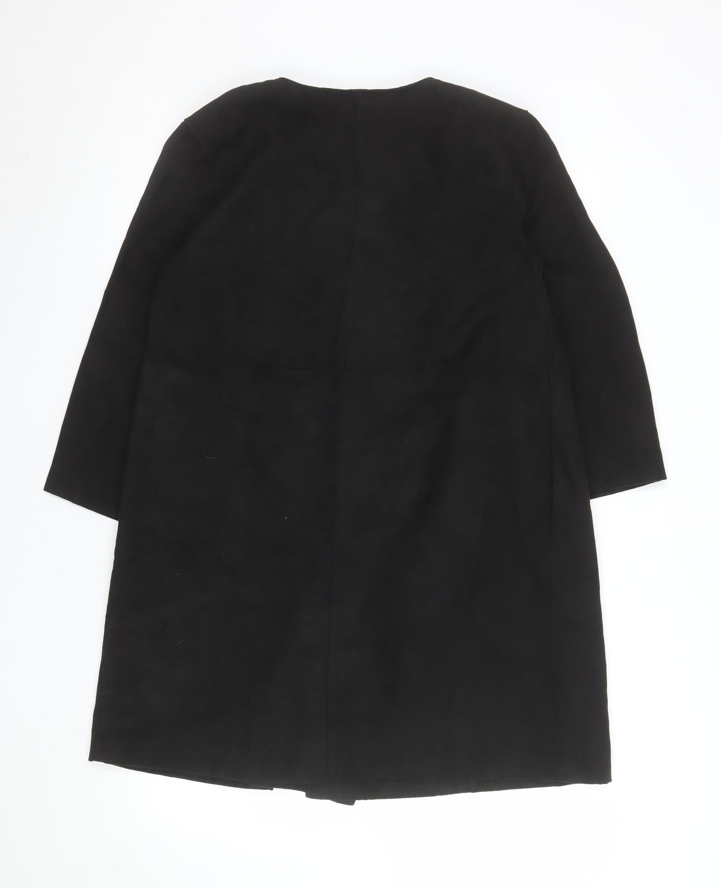 H&M Womens Black Suede Mid-Length Overcoat Size 10