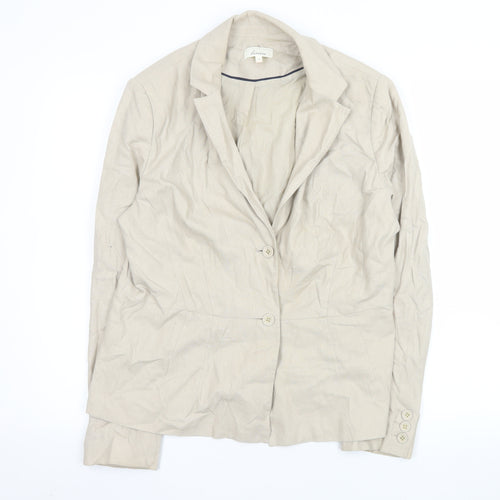 Linea Women Beige Linen Blend Single-Breasted Blazer Size 16